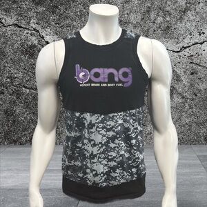 Bang Energy Drink Black Purple White Sleeveless Tank Top Graphic Shirt Medium